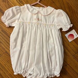 Petit Ami smocked bubble. Size 0-3months